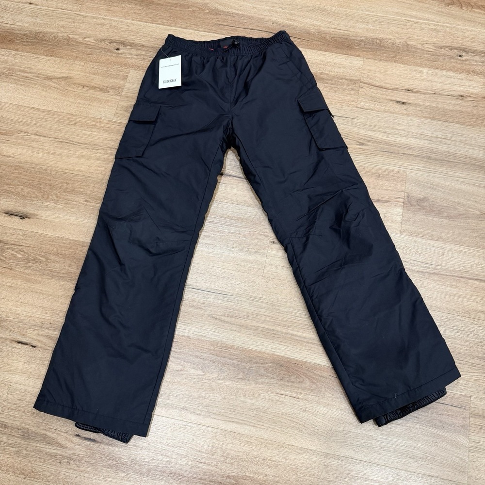 Guide Gear Mens Medium Insulated‎ Cargo Snow Ski Pants Black Fleece Lined NWT